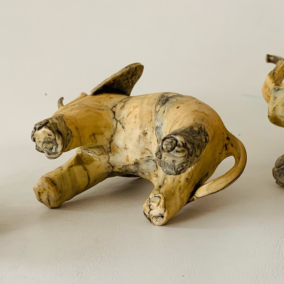 Vintage Marbled Clay Composite Elephant Sculpture Figurines Folk Art Shelf Decor - Picture 3 of 9